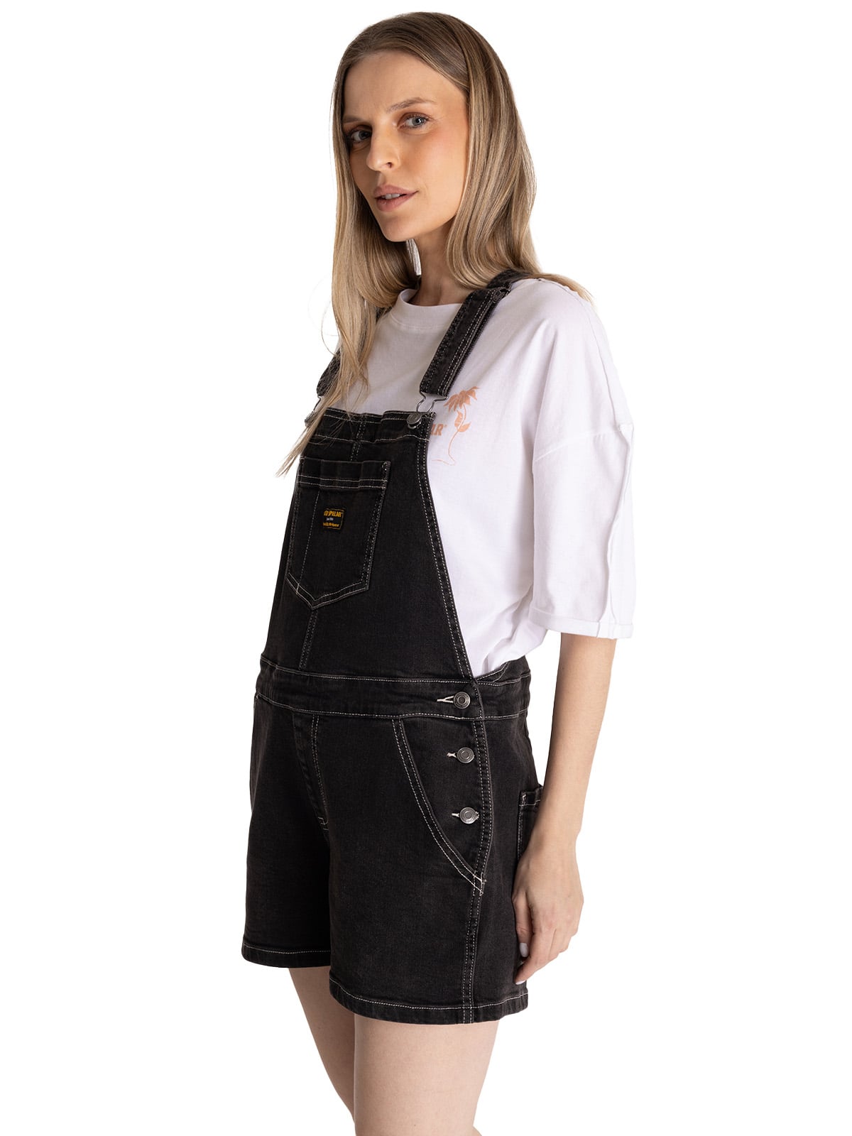 JARDINERA DENIM MUJER HERITAGE NEGRO CAT - 4