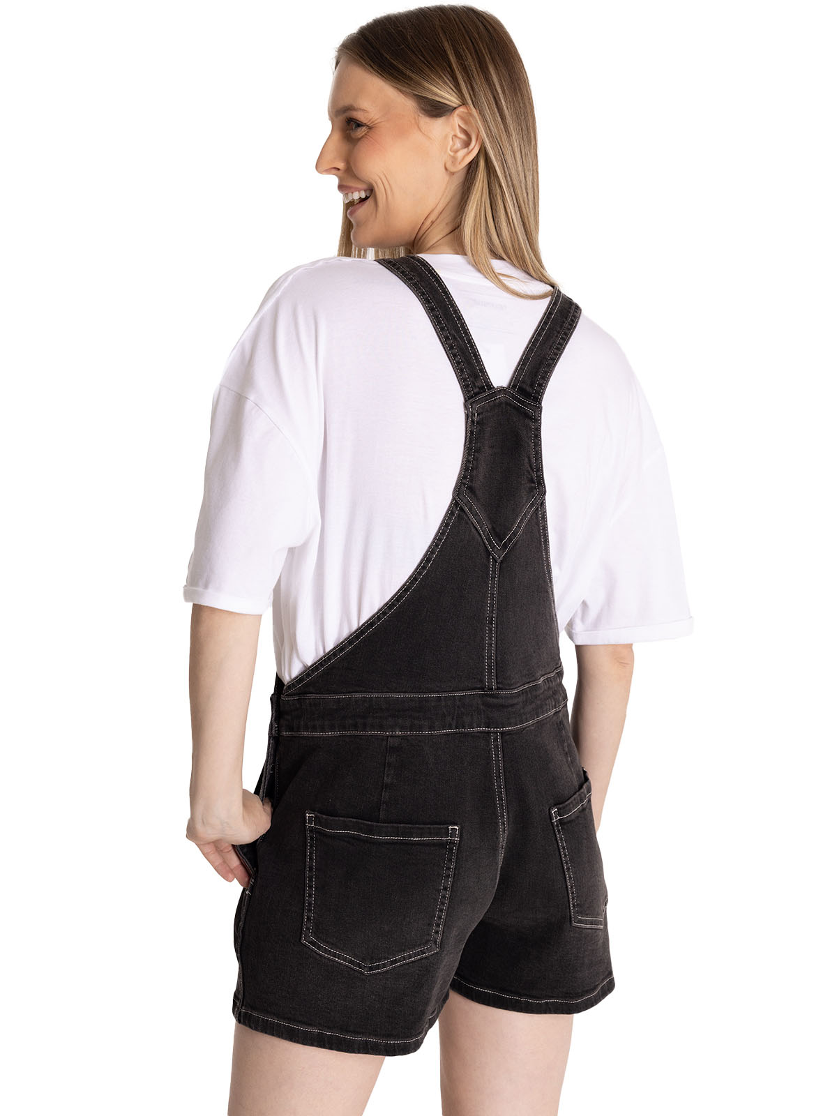 JARDINERA DENIM MUJER HERITAGE NEGRO CAT - 5