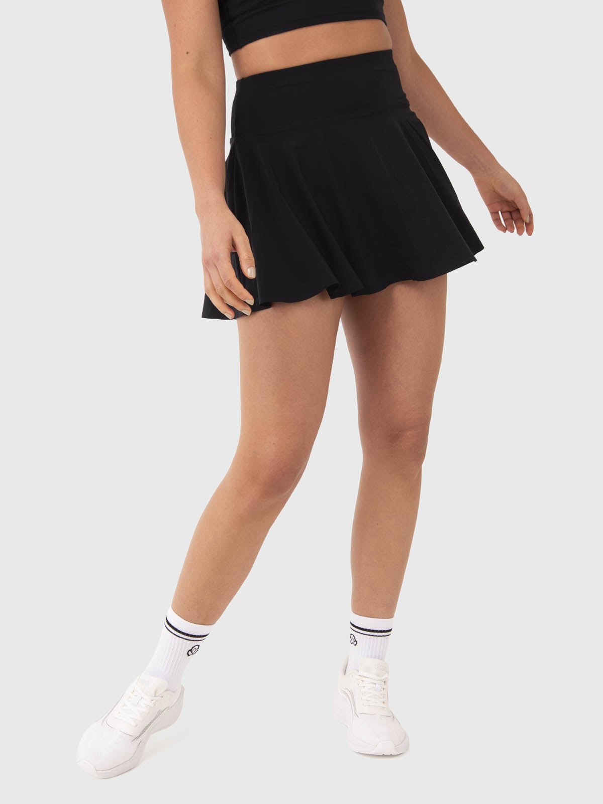 FALDA MUJER WOVEN PLEATED NEGRA BSOUL - 1