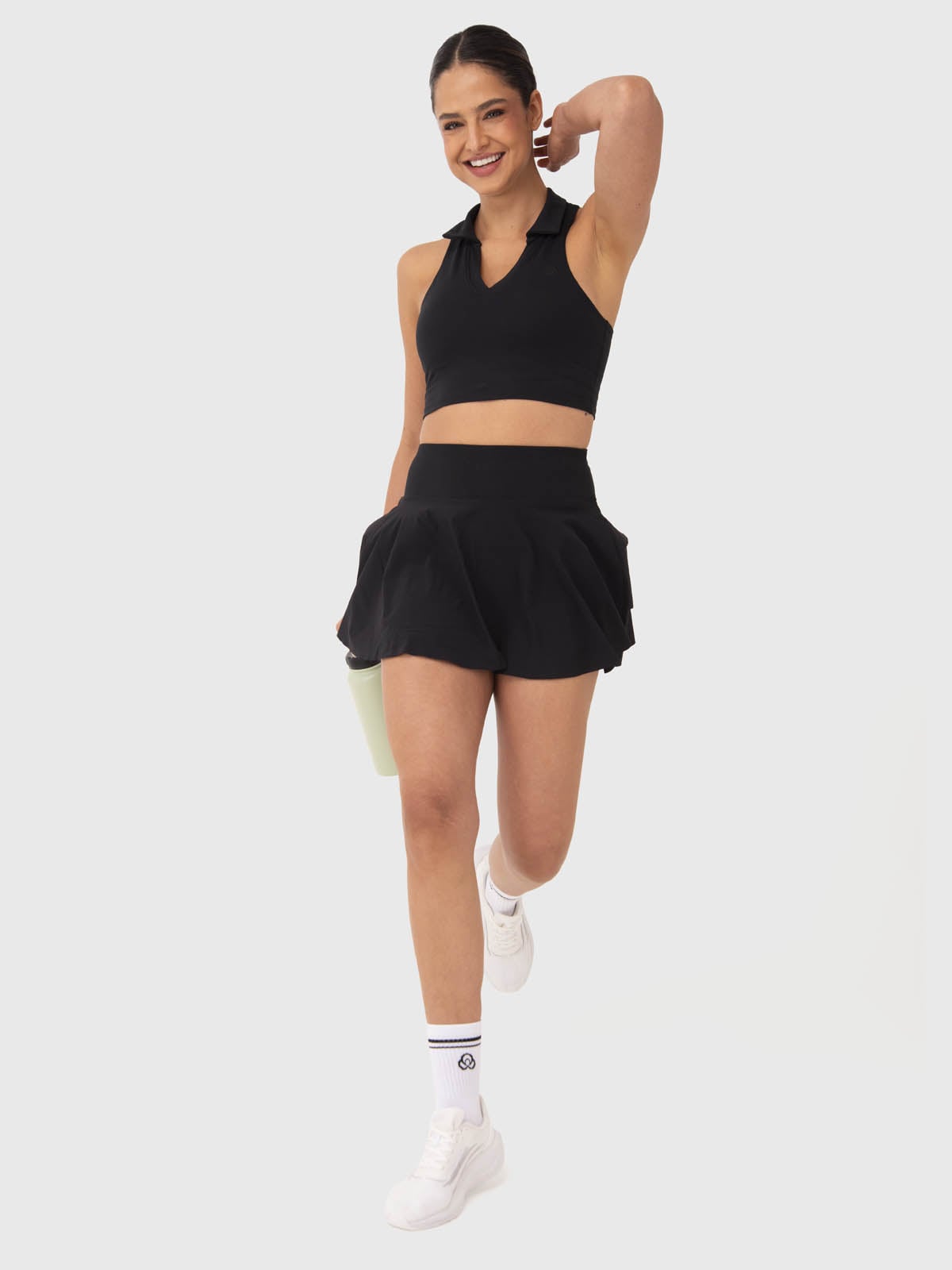 FALDA MUJER WOVEN PLEATED NEGRA BSOUL - 5