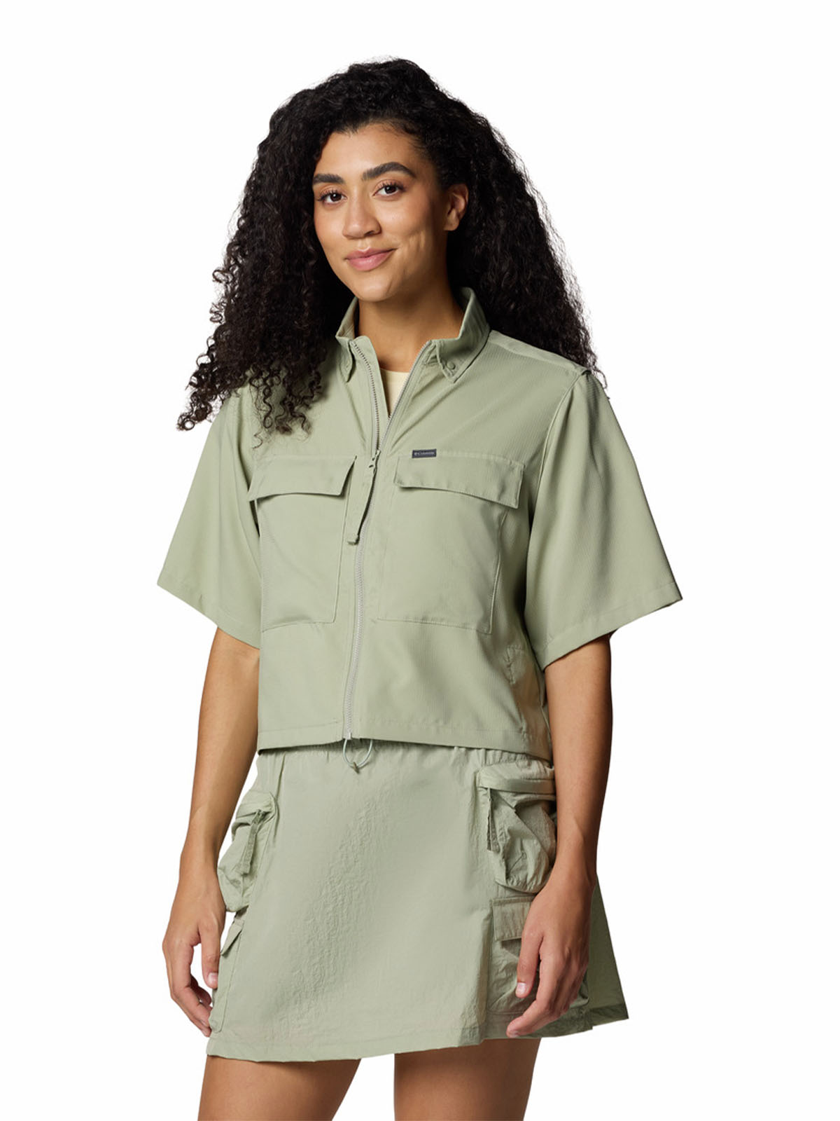 COLUMBIA CAMISA M/C MUJER ELEVATED VIEW UTILITY BEIGE COLUMBIA