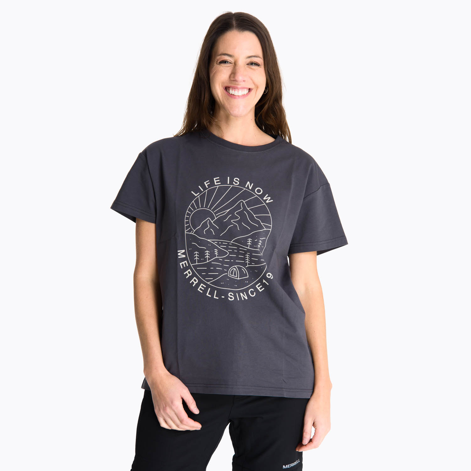 MERRELL POLERA MANGA CORTA MUJER HATA GRIS OSCURO  MERRELL