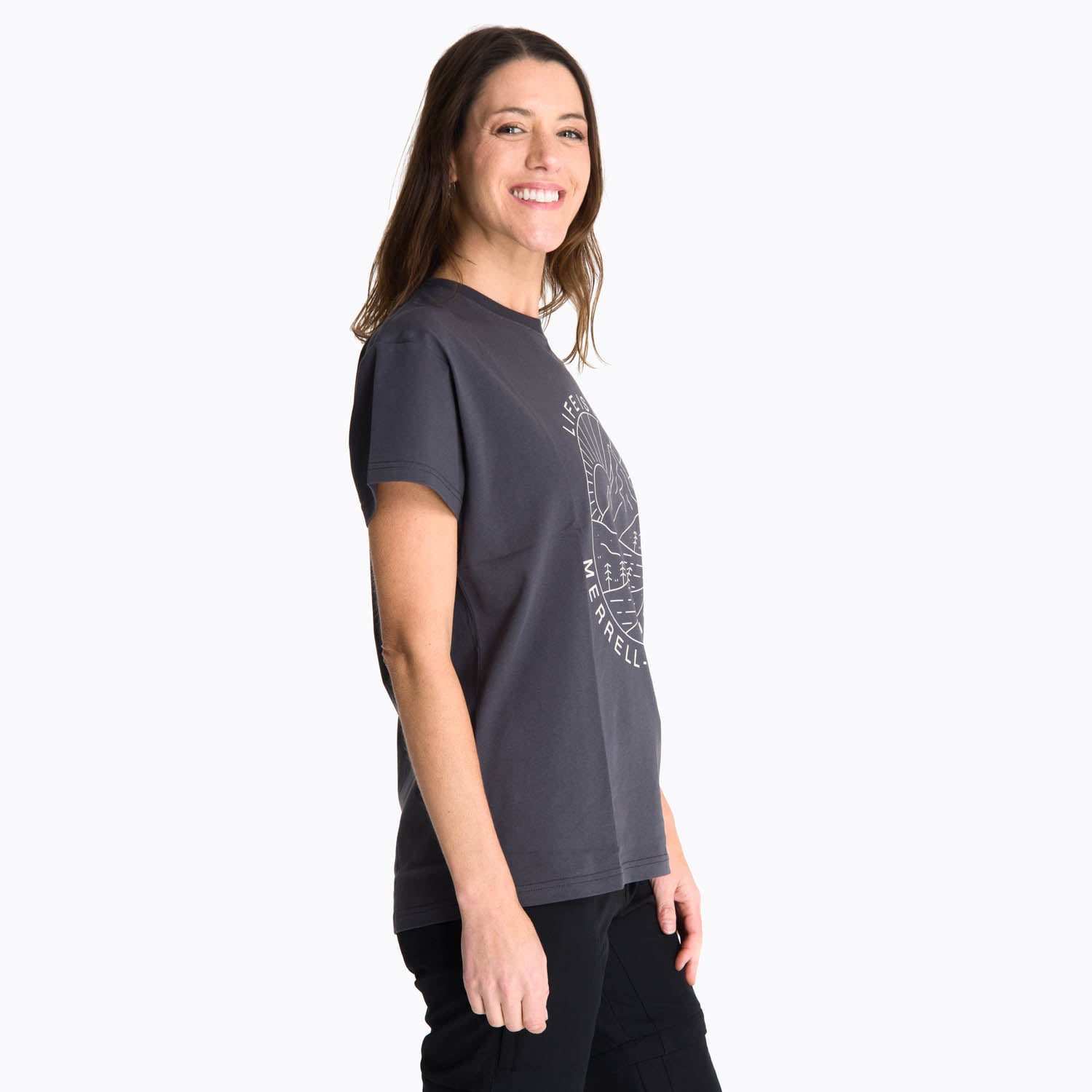 POLERA MANGA CORTA MUJER HATA GRIS OSCURO MERRELL - 2