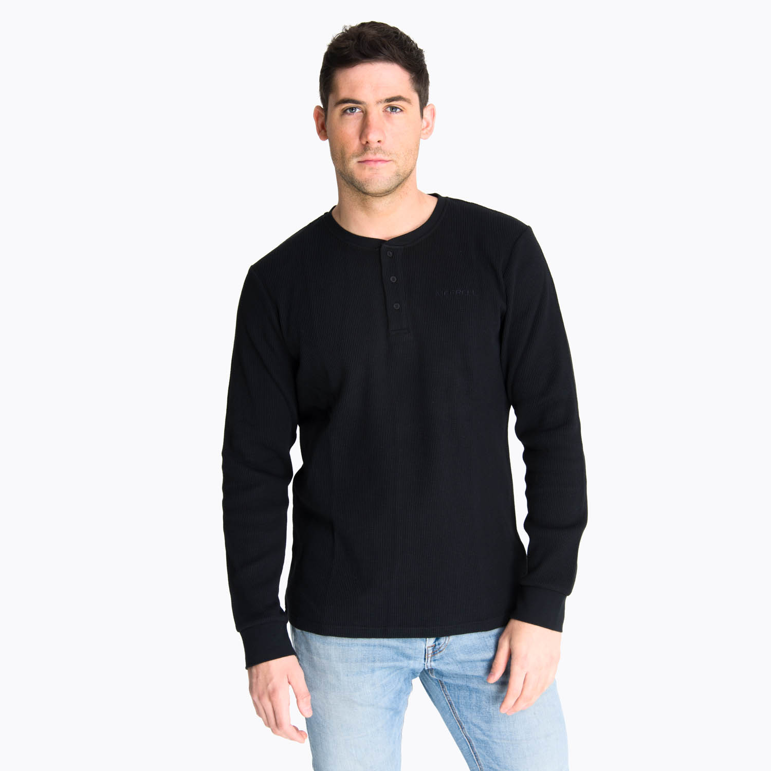POLERA MANGA LARGA HOMBRE WAFFLE NEGRO  MERRELL - 1