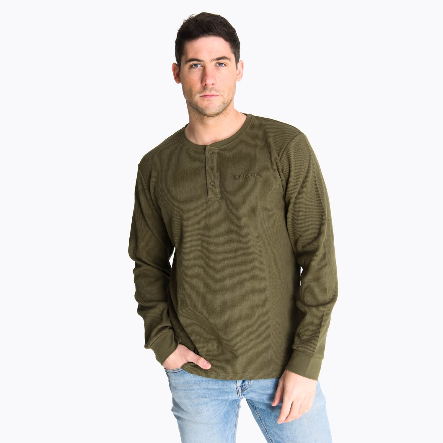 POLERA MANGA LARGA HOMBRE WAFFLE VERDE MERRELL - 1