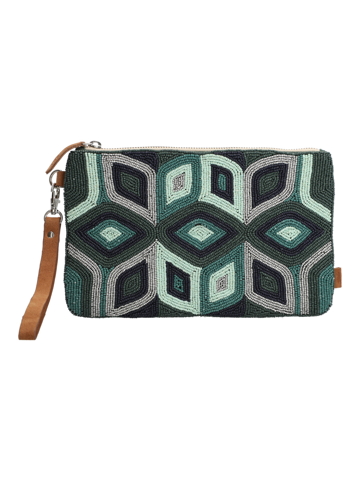 CARTERA ALGODON ORG MUJER BEADED ZIP BAG AZUL ROCKFORD - 1
