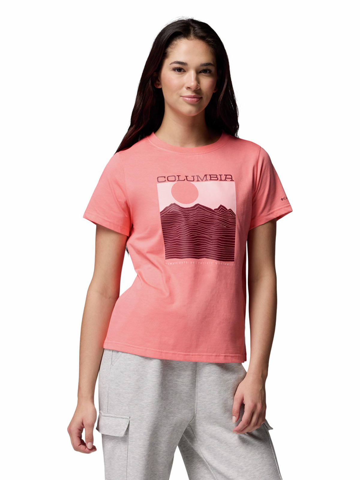 COLUMBIA POLERA M/L MUJER ROLLING BEND GRAPHIC ROJO COLUMBIA