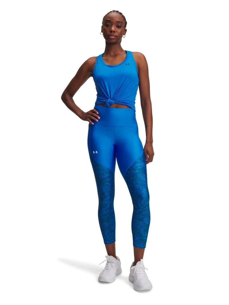 CALZA TRAINING PARA MUJER TECH PRINTED PANEL AZUL UA - 4