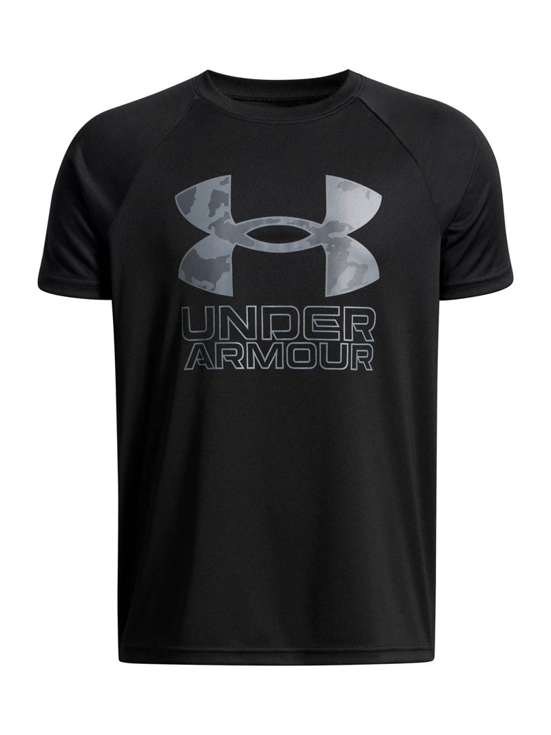 POLERA MANGA CORTA TRAINING  NIÑO TECH HYBRID PRINT NEGRO UA - 1