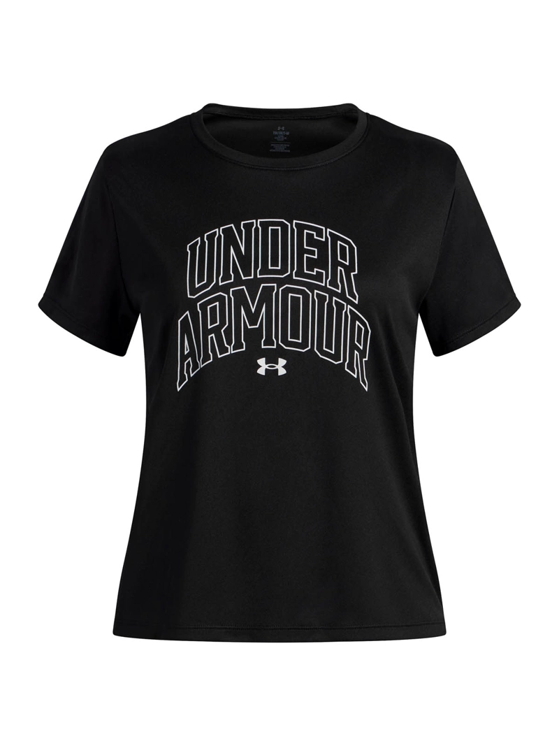 POLERA MANGA CORTA TRAINING  NIÑA TECH VARSITY GRAPHIC NEGRA UA - 1