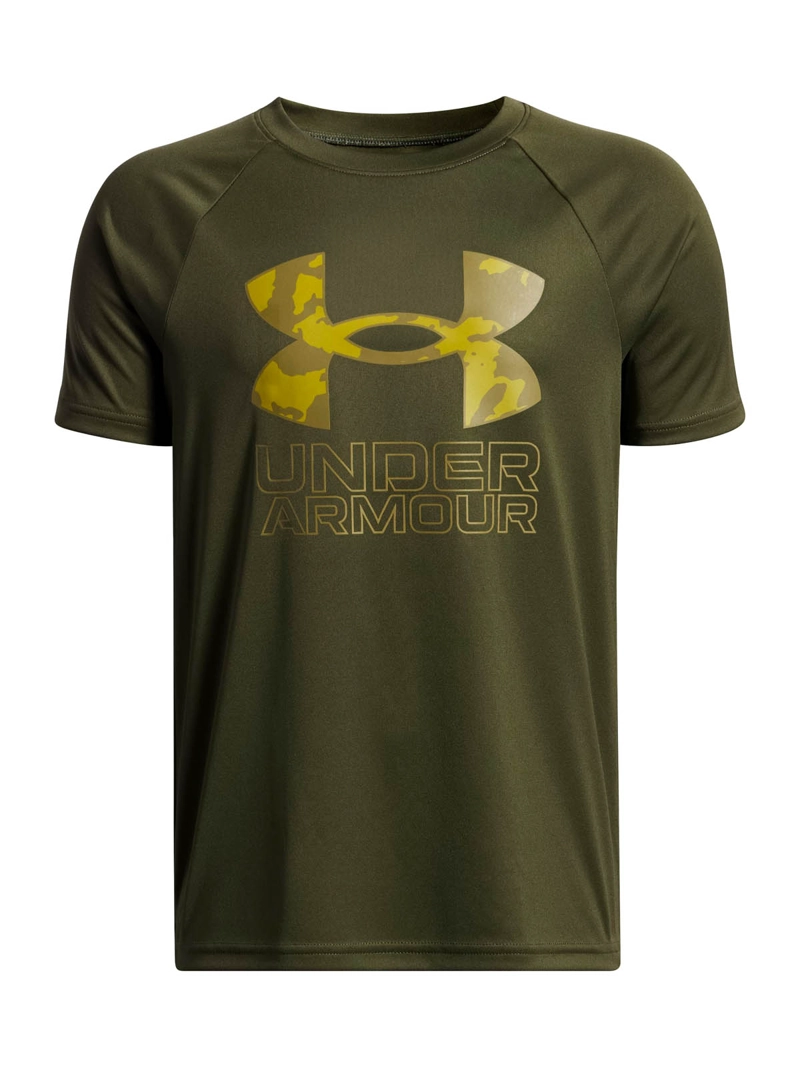 POLERA MANGA CORTA TRAINING  NIÑO TECH HYBRID PRINT VERDE UA - 1