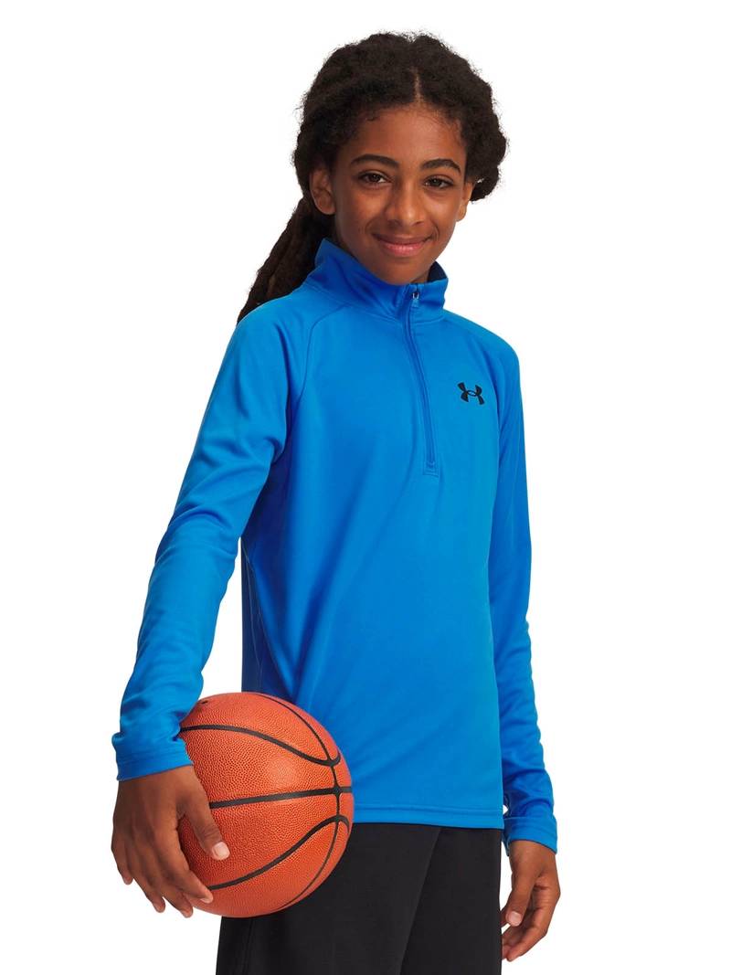 POLERON DE ENTRANAMIENTO  NIÑO TECH 20 ½ ZIP AZUL UA - 4