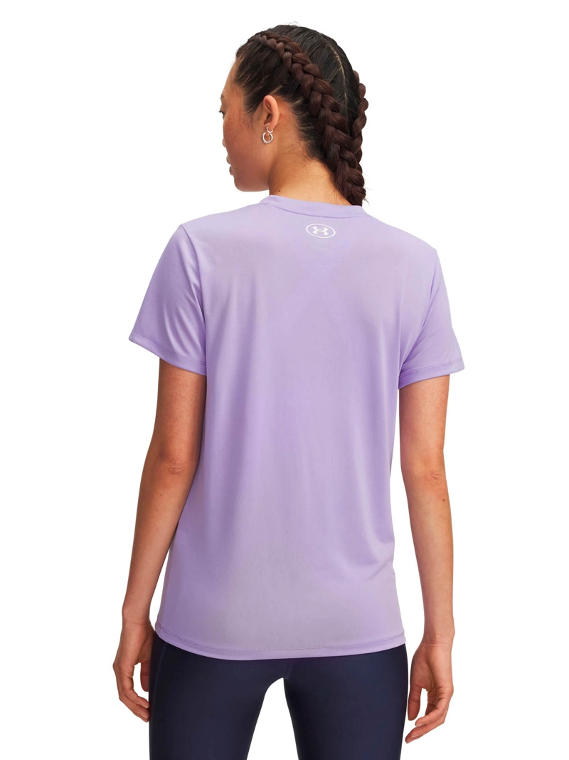 POLERA MANGA CORTA TRAINING PARA MUJER TECH V-NECK MORADO UA - 2
