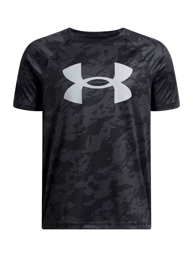 UNDER ARMOUR POLERA MANGA CORTA TRAINING  NIÑO TECH  PRINTED NEGRA UA