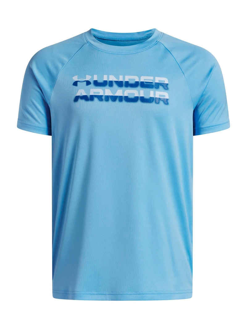 POLERA MANGA CORTA TRAINING PARA NIÑO TECH SPILT LOGO AZUL UA - 1