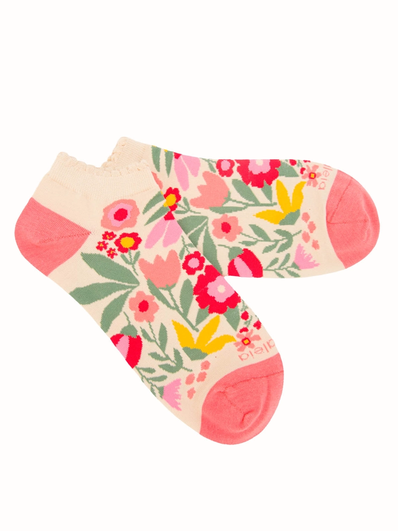 CALCETIN ALGODON MUJER PED  FLORITA BEIGE AZALEIA - 3