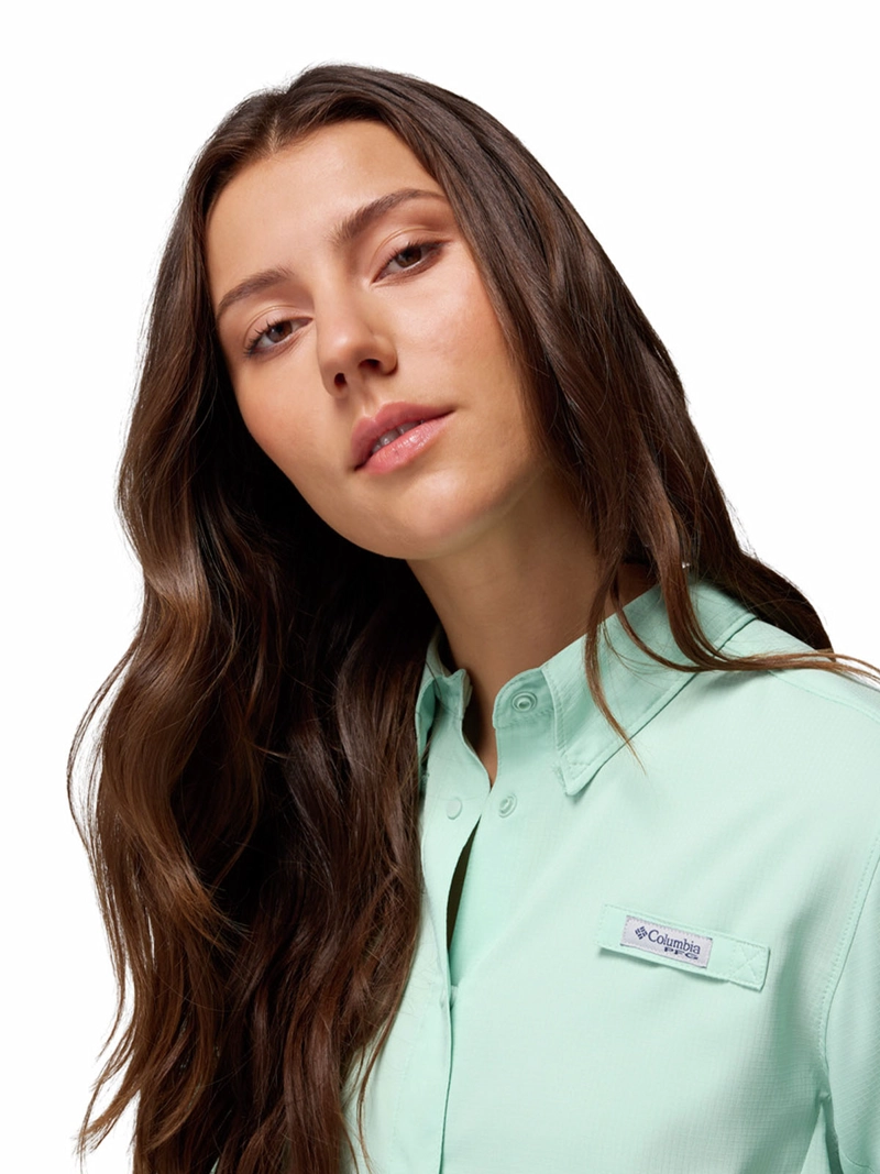 BLUSA MANGA LARGA MUJER TAMIAMI II CELESTE COLUMBIA - 4