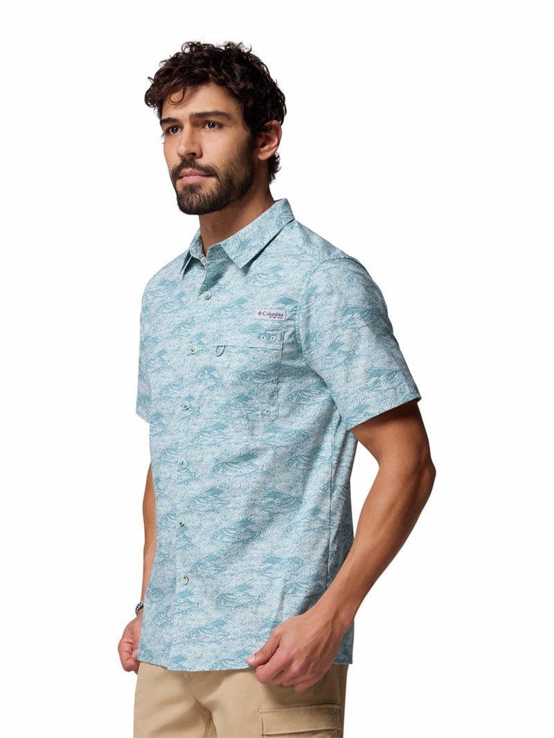 CAMISA M/C HOMBRE WILD CAST CAMP CELESTE COLUMBIA - 2