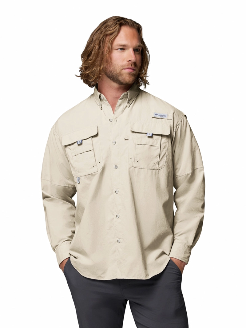 CAMISA MANGA LARGA HOMBRE BAHAMA II BEIGE COLUMBIA - 1