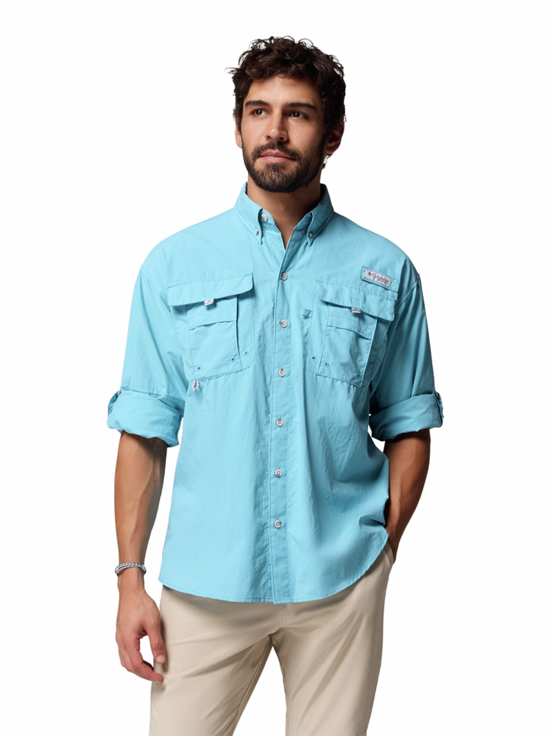 CAMISA MANGA LARGA HOMBRE BAHAMA II AZUL COLUMBIA - 4