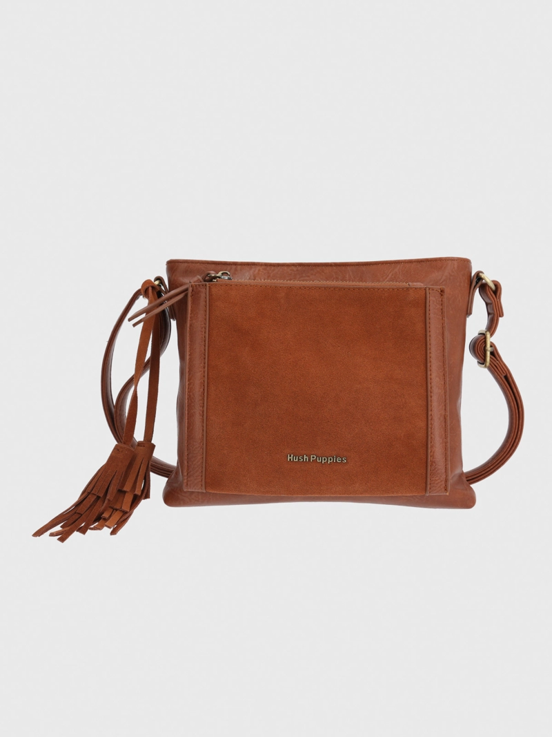 CARTERA ECOCUERO MUJER LEK CROSS CAFE  HUSH PUPPIES - 1