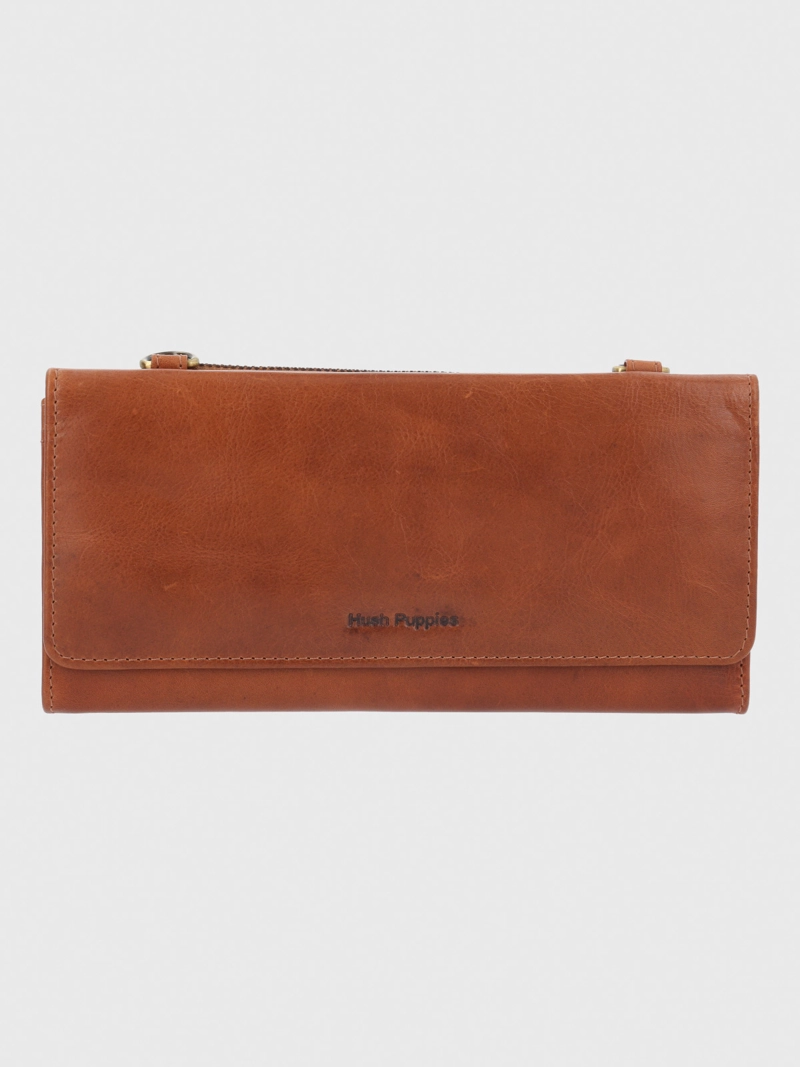 BILLETERA CUERO MUJER FARROW STRAP CAFE  HUSH PUPPIES - 1