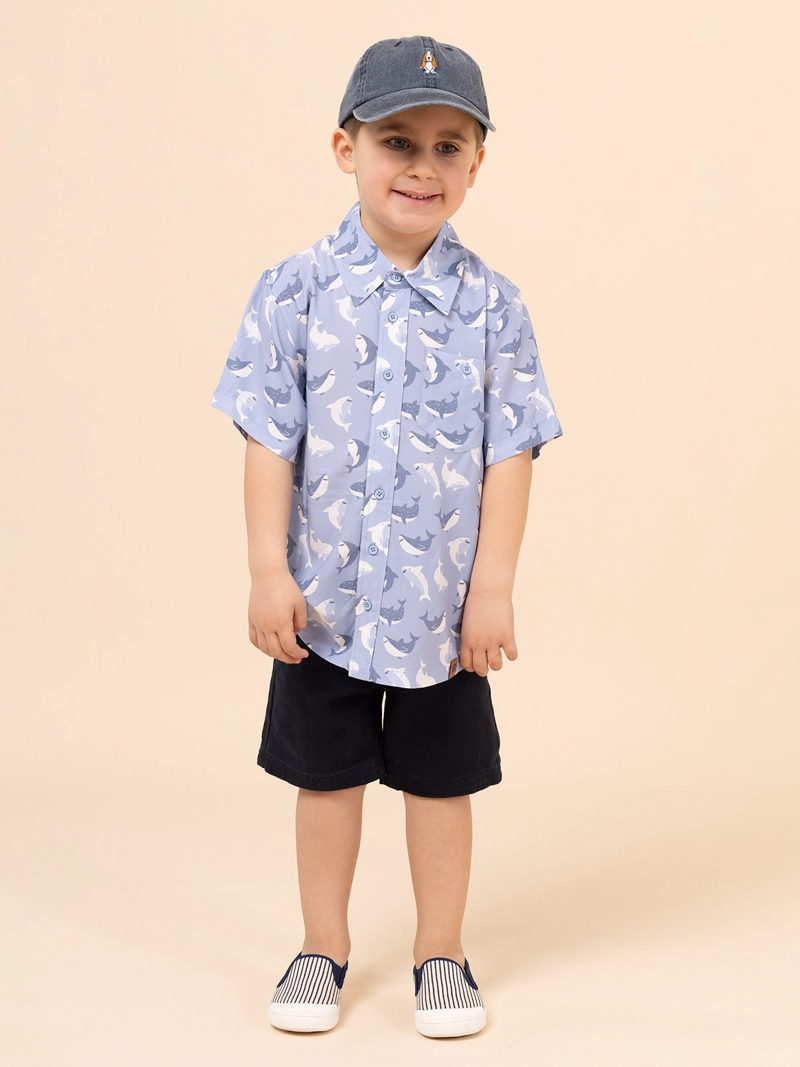CAMISA NIÑO GUAYABERA AZUL HUSH PUPPIES KIDS - 4