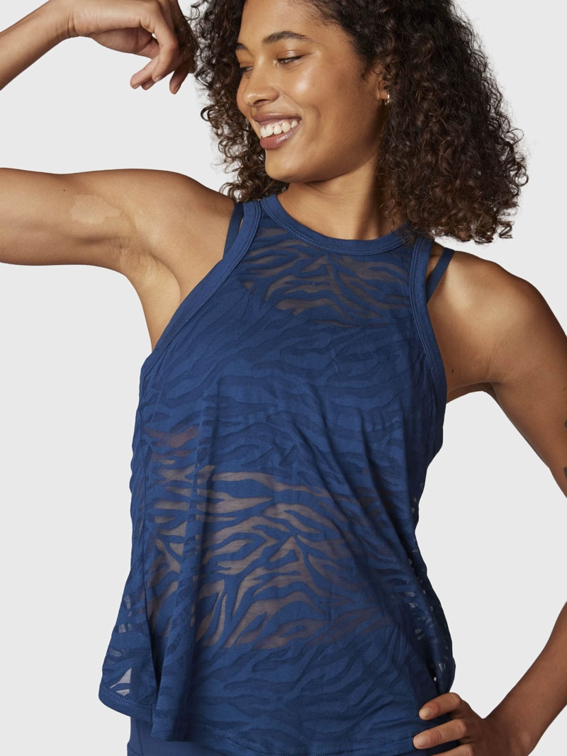 POLERA MUJER BURN OUT TANK AZUL  BSOUL - 1