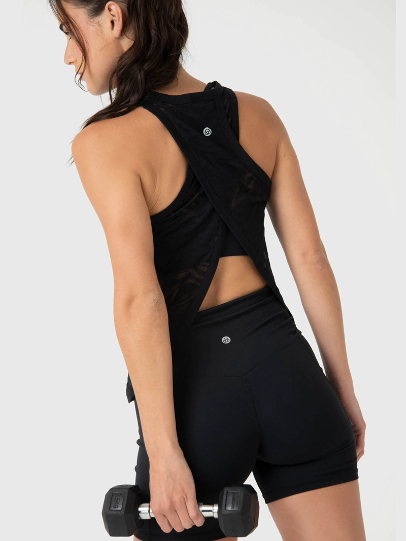 POLERA MUJER BURN OUT TANK NEGRA  BSOUL - 2