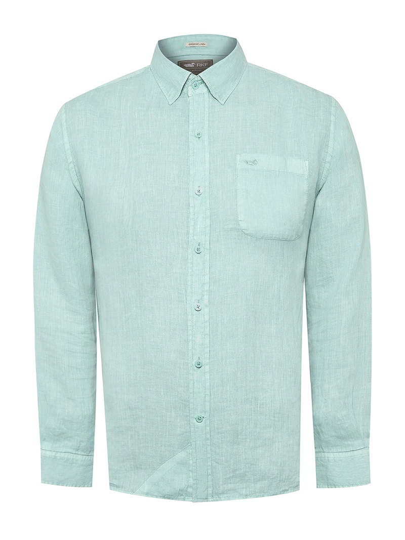 CAMISA LINO ORGANICO HOMBRE LINJER VERDE ROCKFORD - 1