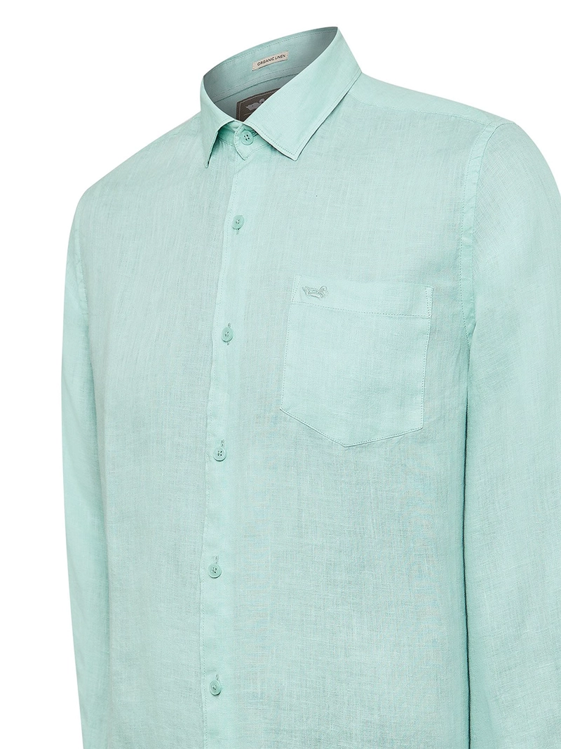 CAMISA LINO ORGANICO HOMBRE LINJER VERDE ROCKFORD - 4