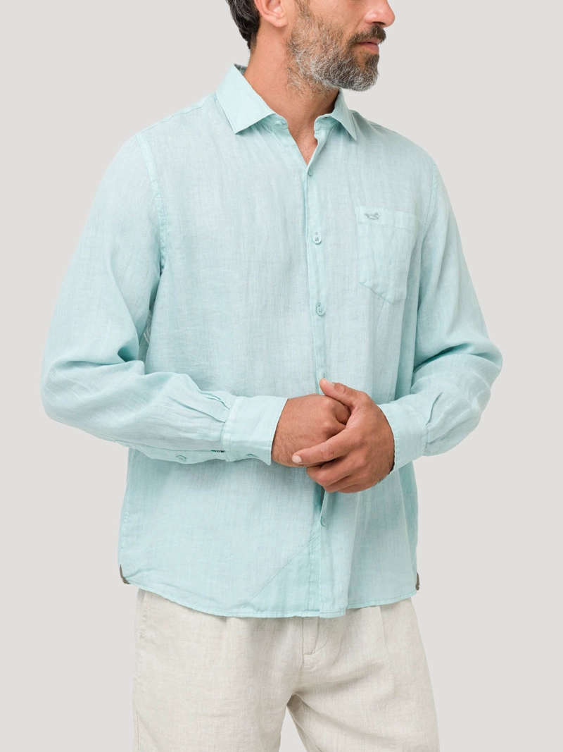 CAMISA LINO ORGANICO HOMBRE LINJER VERDE ROCKFORD - 5