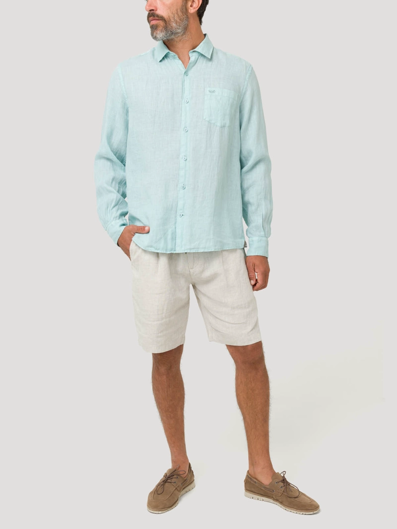 CAMISA LINO ORGANICO HOMBRE LINJER VERDE ROCKFORD - 8