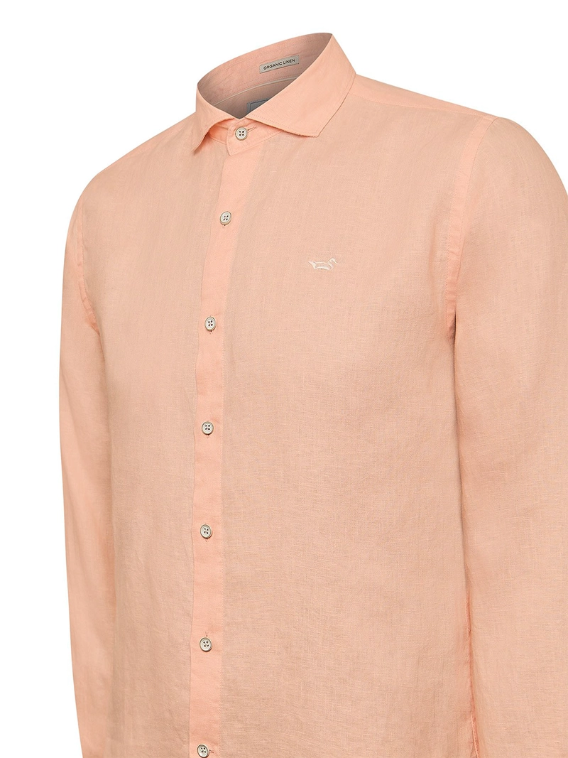 CAMISA LINO ORGANICO HOMBRE LINEN NARANJO ROCKFORD - 4