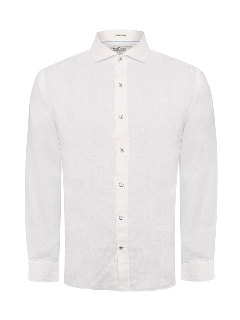 CAMISA LINO ORGANICO HOMBRE LINEN BLANCO ROCKFORD - 1