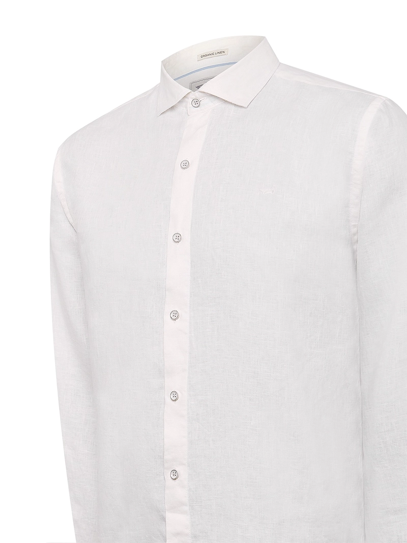 CAMISA LINO ORGANICO HOMBRE LINEN BLANCO ROCKFORD - 4