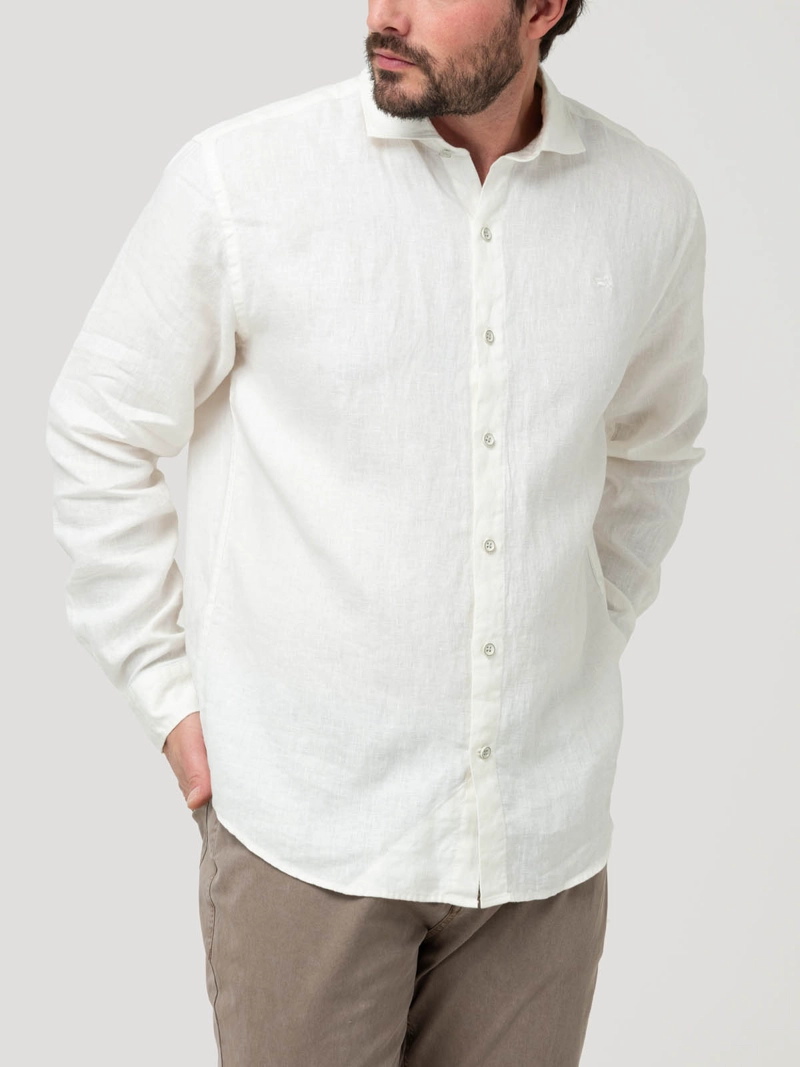 CAMISA LINO ORGANICO HOMBRE LINEN BLANCO ROCKFORD - 5