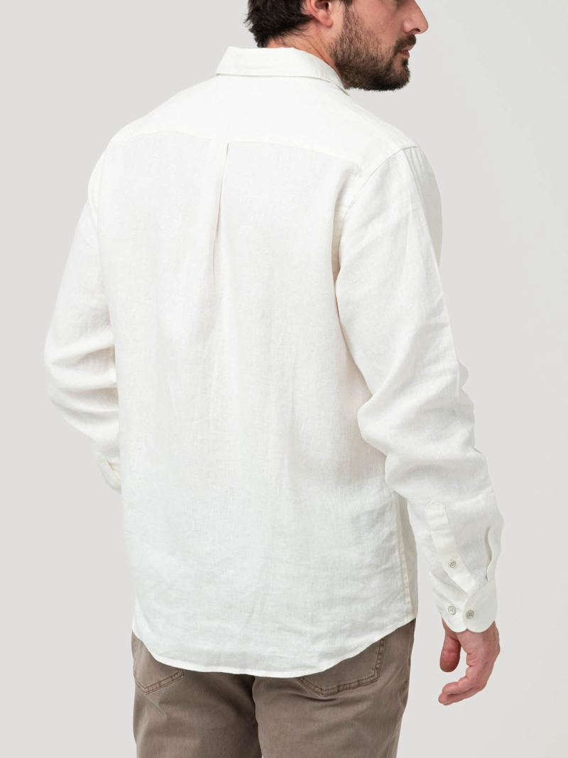 CAMISA LINO ORGANICO HOMBRE LINEN BLANCO ROCKFORD - 6