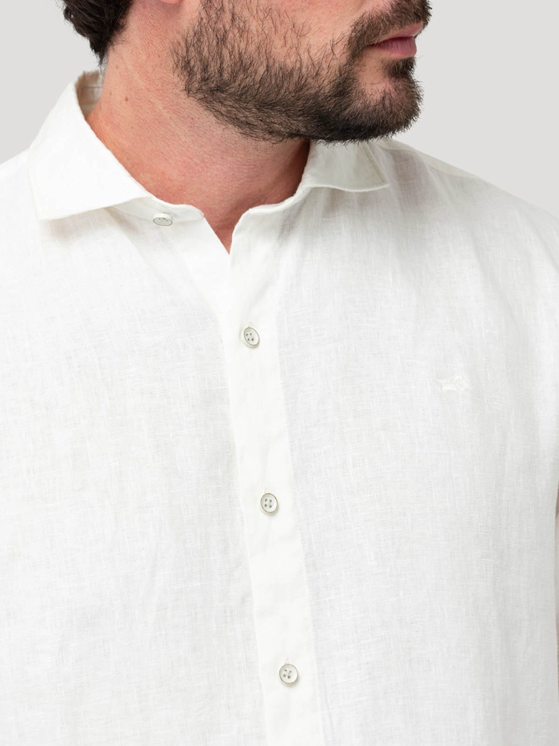 CAMISA LINO ORGANICO HOMBRE LINEN BLANCO ROCKFORD - 7