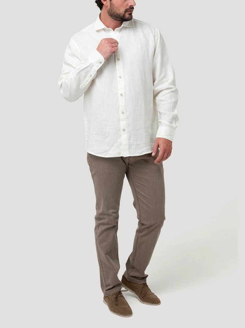 CAMISA LINO ORGANICO HOMBRE LINEN BLANCO ROCKFORD - 8