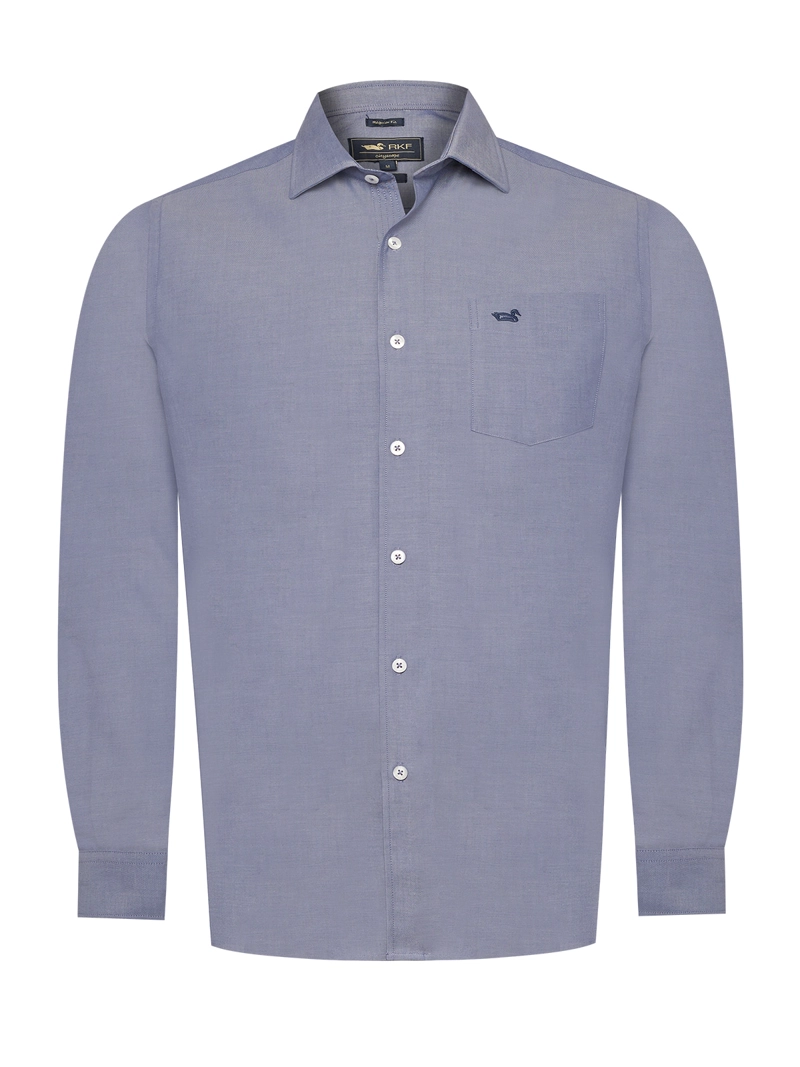 CAMISA ALGODON HOMBRE WOOLSOLID AZUL ROCKFORD - 1
