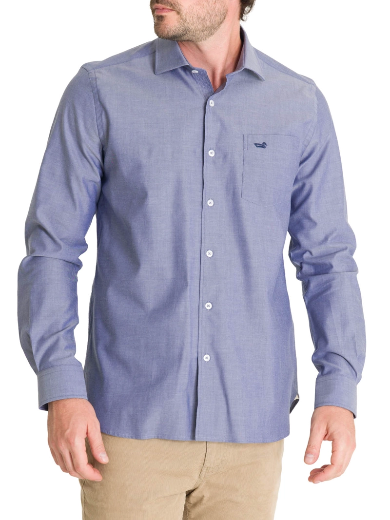 CAMISA ALGODON HOMBRE WOOLSOLID AZUL ROCKFORD - 5