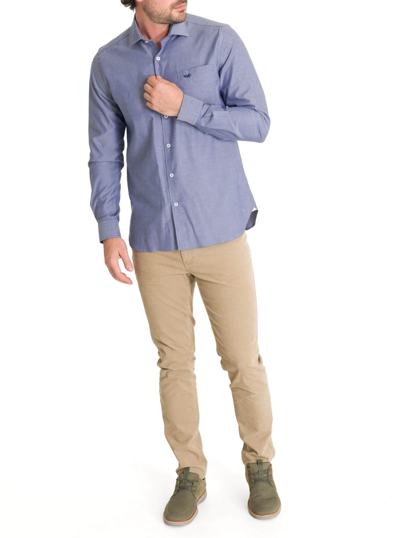 CAMISA ALGODON HOMBRE WOOLSOLID AZUL ROCKFORD - 8
