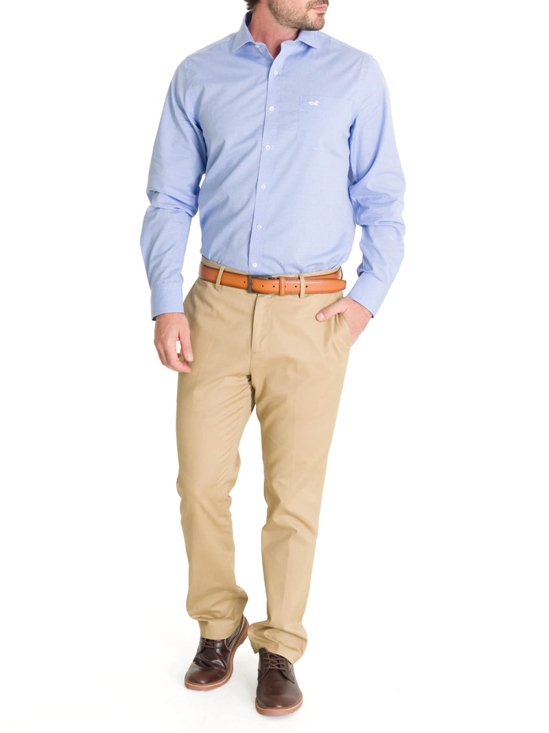 CAMISA CUELLO ITALIANO HOMBRE EASYIRON CELESTE ROCKFORD - 9