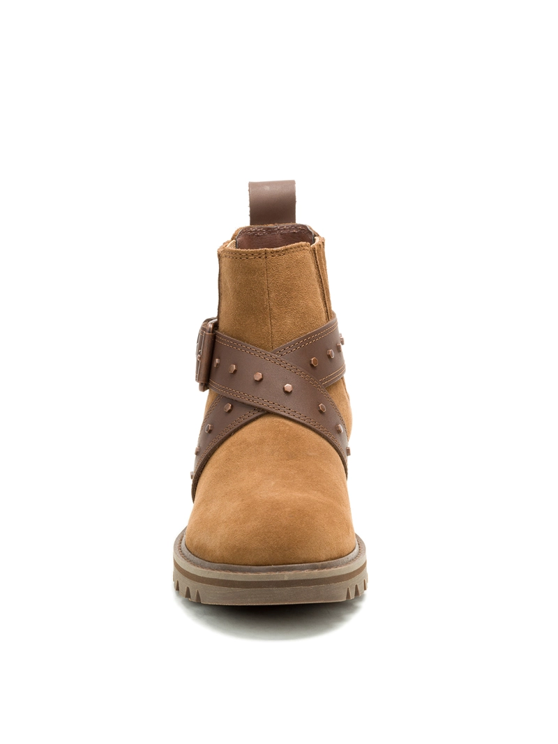 BOTIN CUERO MUJER GRADER WS EMBELLISH CAFE  CAT - 5