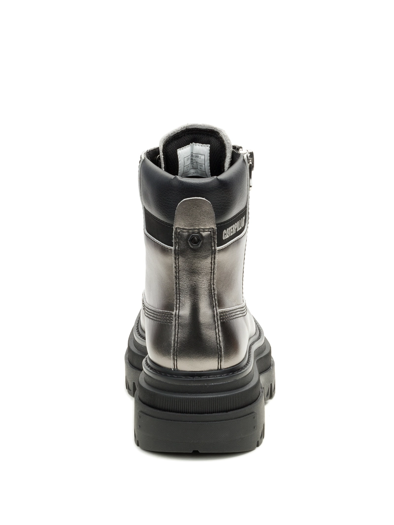 BOTIN CUERO MUJER BOLDER ZIP PLATEADO CAT - 6