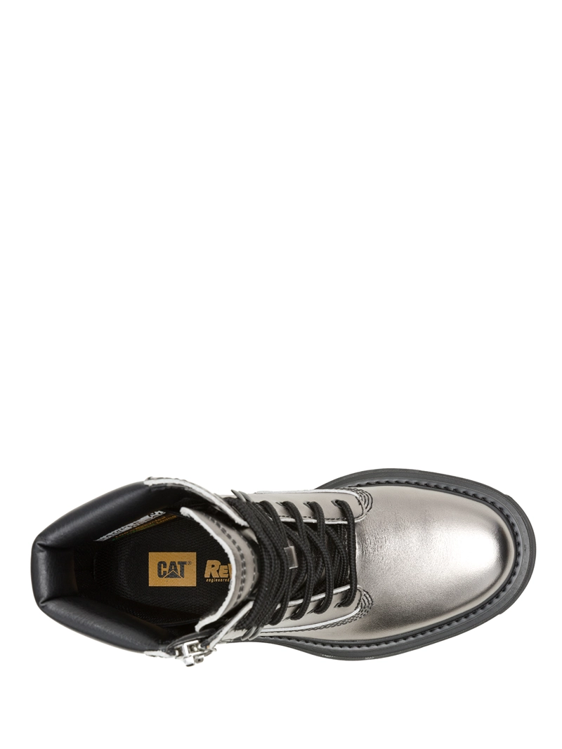 BOTIN CUERO MUJER BOLDER ZIP PLATEADO CAT - 7