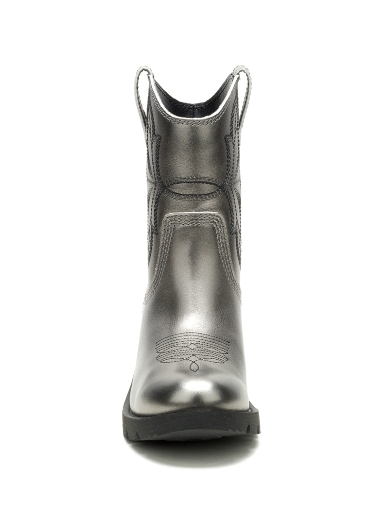 BOTA CUERO MUJER REWRITE FRONTIER PLATEADO CAT - 5