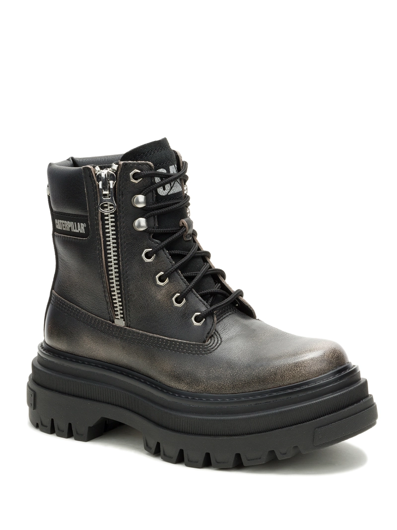 BOTIN CUERO MUJER BOLDER ZIP GRIS CAT - 1