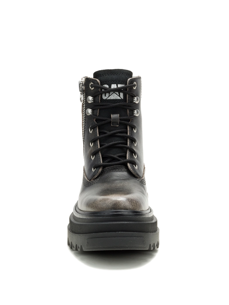 BOTIN CUERO MUJER BOLDER ZIP GRIS CAT - 6